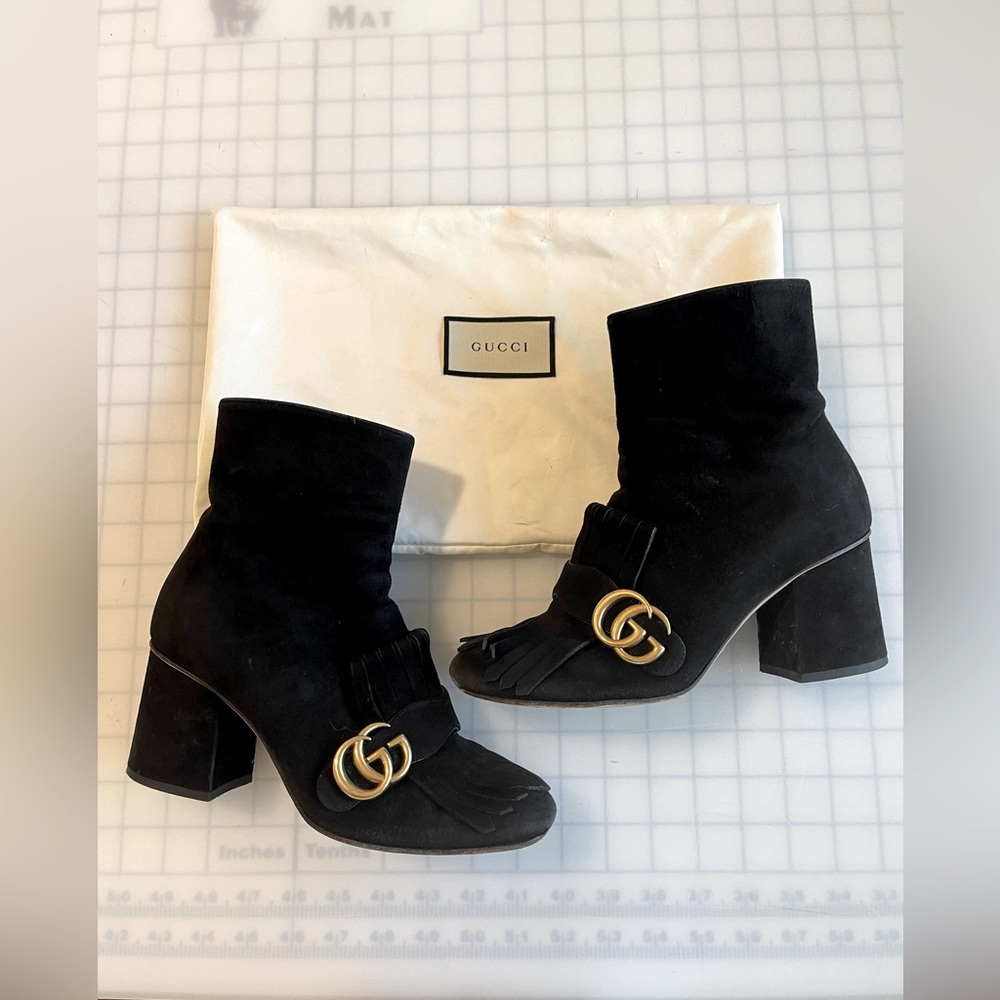 Gucci Black Suede Ankle Boots
